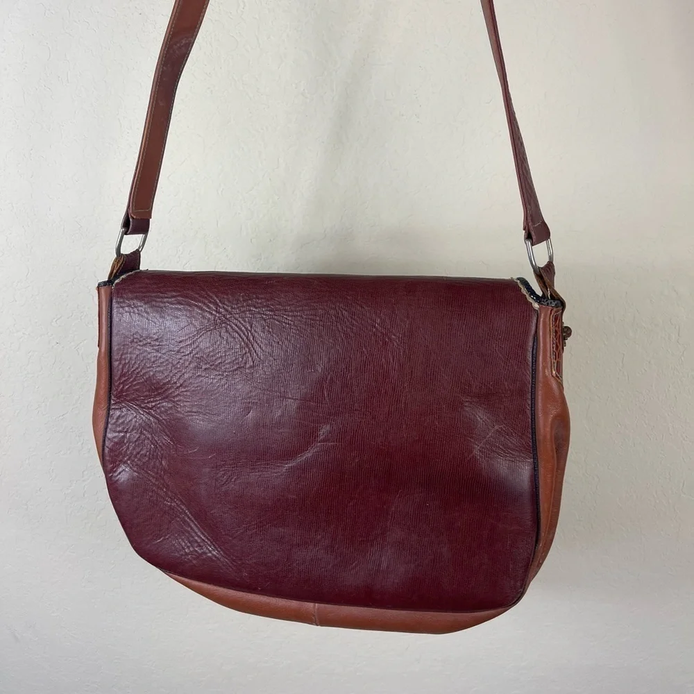 Ruby Firecat Bag Leather Saddle Purse with Silver Buckle